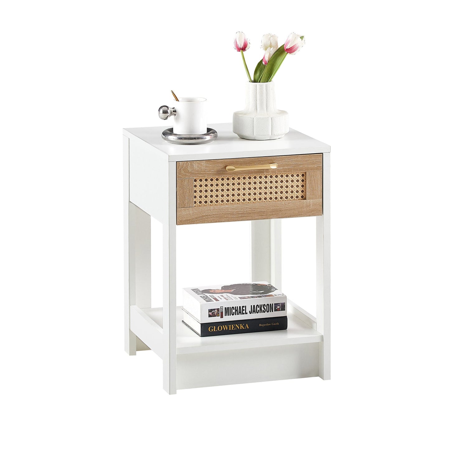 15.75" Rattan End table with drawer, Modern nightstand, side table for living room, bedroom - DREAM YOUR HOUSE