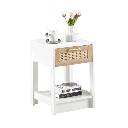 15.75" Rattan End table with drawer, Modern nightstand, side table for living room, bedroom - DREAM YOUR HOUSE