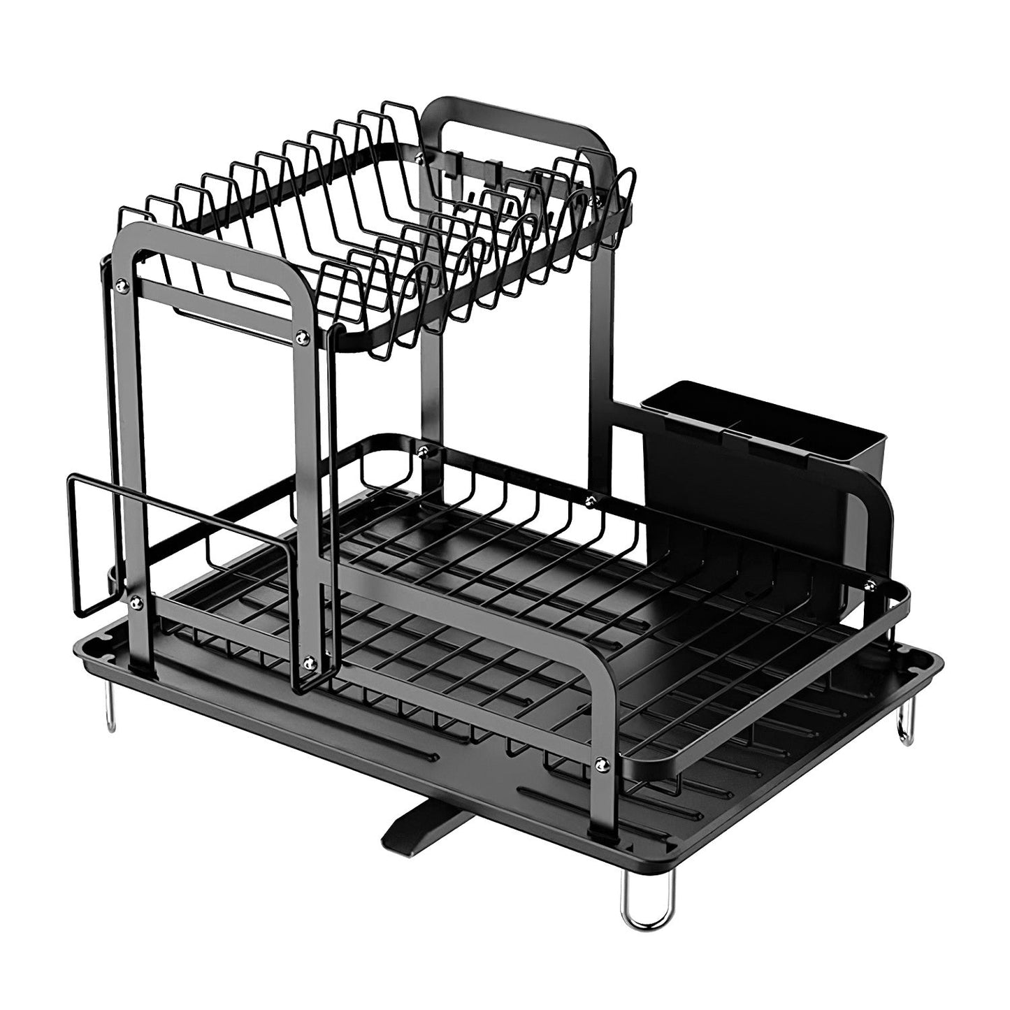 2 - Tier Dish Drying Rack for Kitchen Counter Space Saving Rustproof Dish Rack with Drainboard Detachable Kitchen Drainer Organizer Set - DREAM YOUR HOUSE