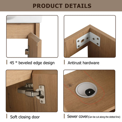 23" Freestanding Bathroom Vanity with Sink, Soft Close Doors - DREAM YOUR HOUSE