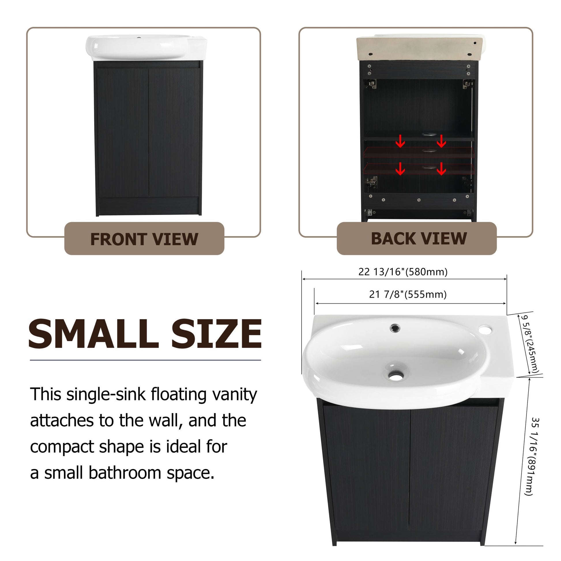 23" Freestanding Bathroom Vanity with Sink, Soft Close Doors - DREAM YOUR HOUSE