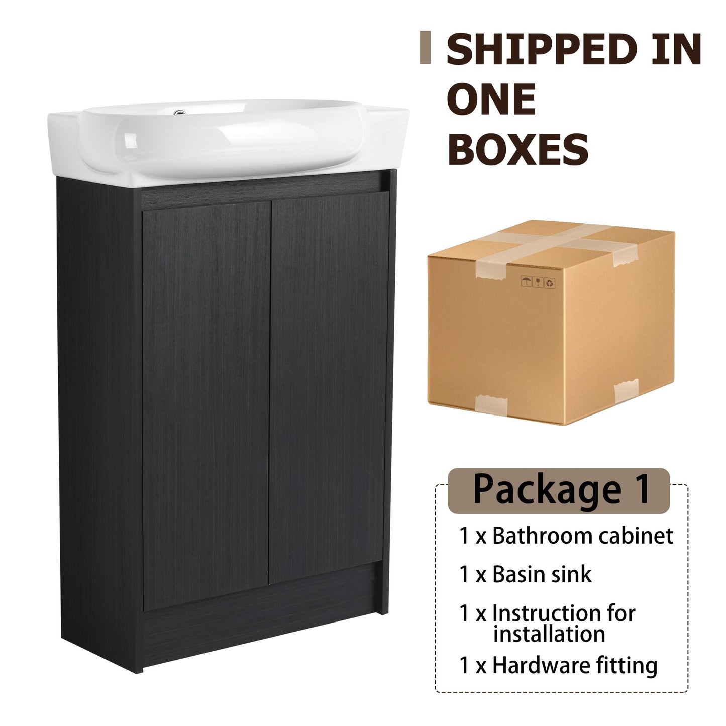 23" Freestanding Bathroom Vanity with Sink, Soft Close Doors - DREAM YOUR HOUSE