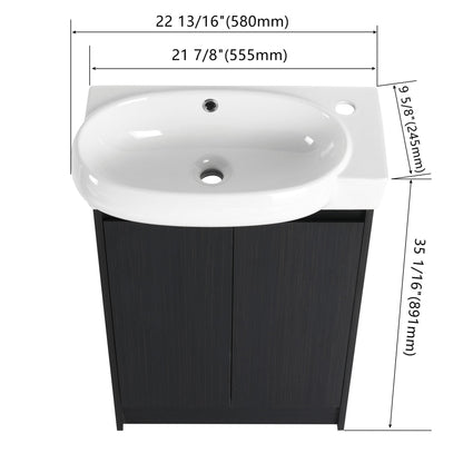 23" Freestanding Bathroom Vanity with Sink, Soft Close Doors - DREAM YOUR HOUSE