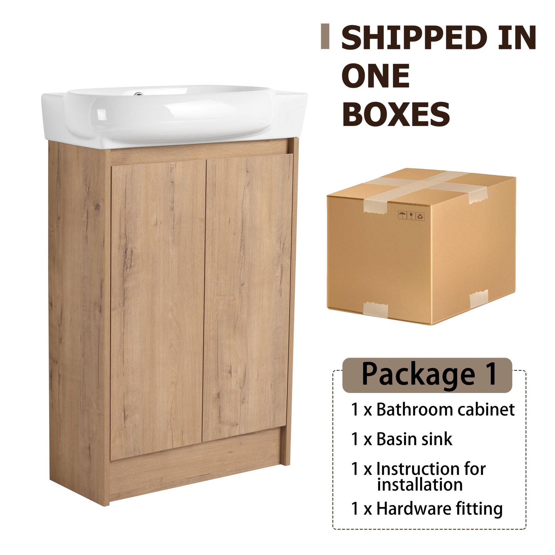 23" Freestanding Bathroom Vanity with Sink, Soft Close Doors - DREAM YOUR HOUSE