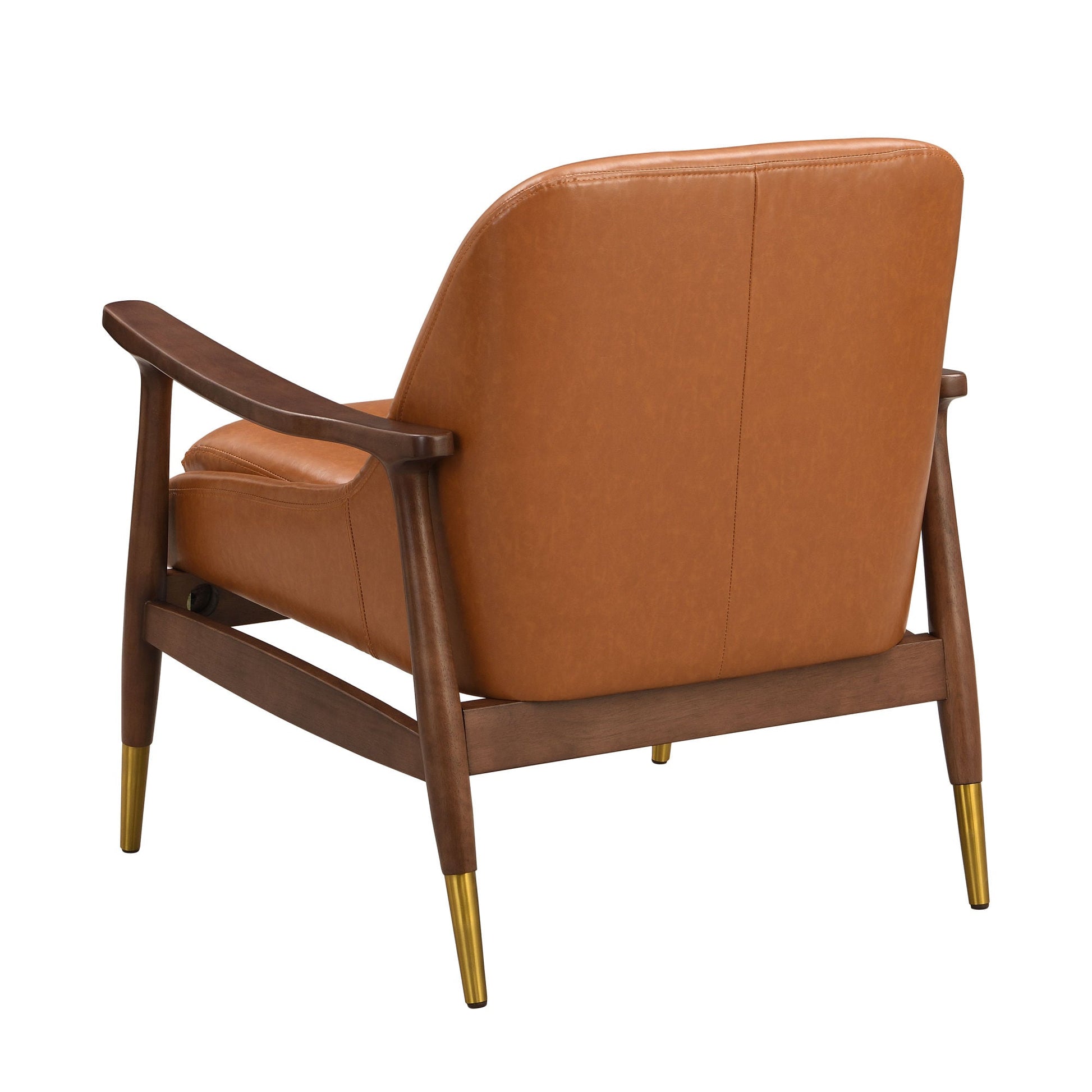 29.2'' Mid - Century Faux Leather Accent Chair with Cushioned Seat, Solid Wood Frame, and Brass - Tipped Legs – Perfect for Living Room, Bedroom, or Office Lounge" - DREAM YOUR HOUSE