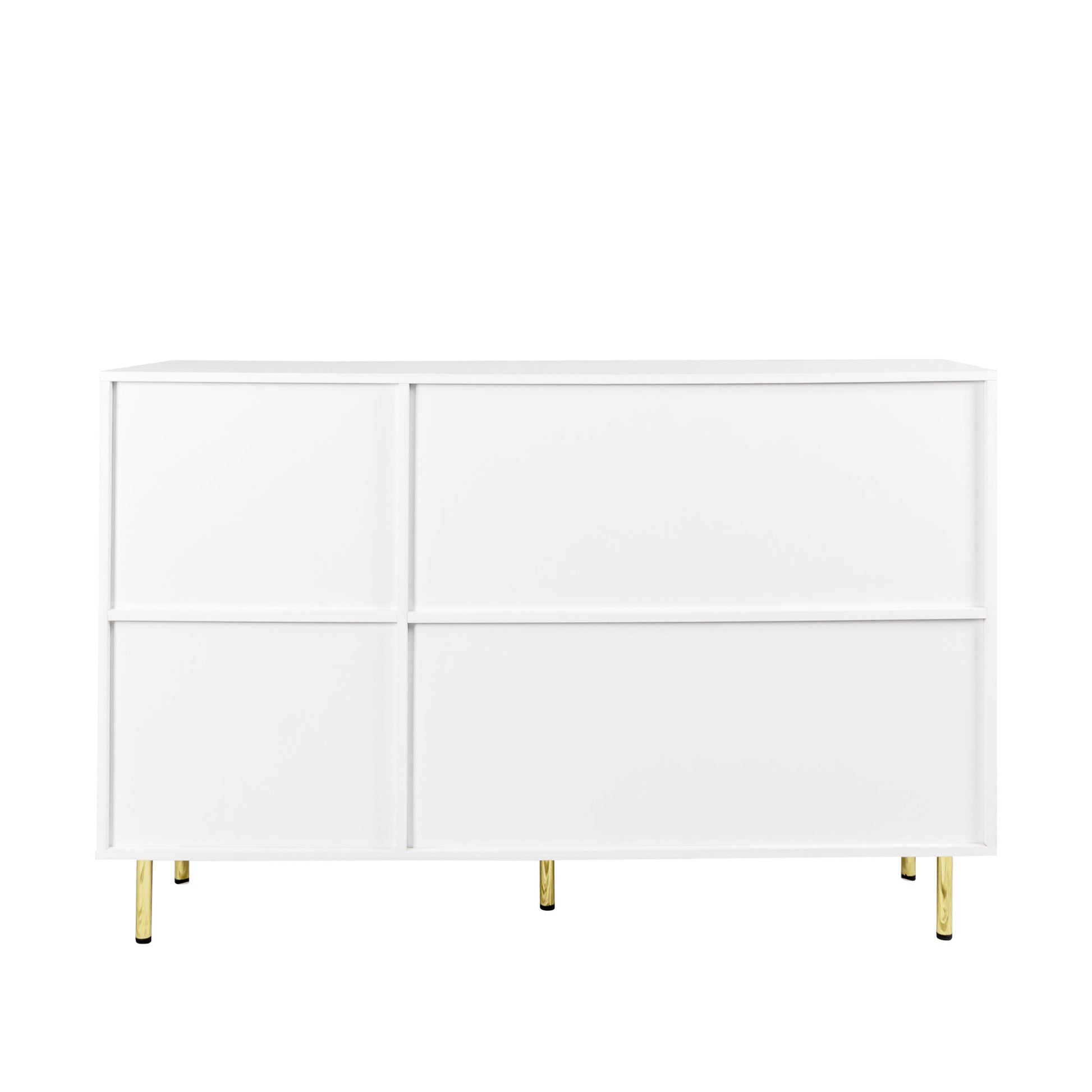 3 - Door Large Storage Sideboard with Gold Handles for Kitchen, Dining Room and Living Room.55.12" W Accent White Buffet Cabinet, Coffee Bar Sideboard Cabinet with 3 doors (White) - DREAM YOUR HOUSE