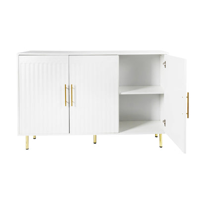 3 - Door Large Storage Sideboard with Gold Handles for Kitchen, Dining Room and Living Room.55.12" W Accent White Buffet Cabinet, Coffee Bar Sideboard Cabinet with 3 doors (White) - DREAM YOUR HOUSE