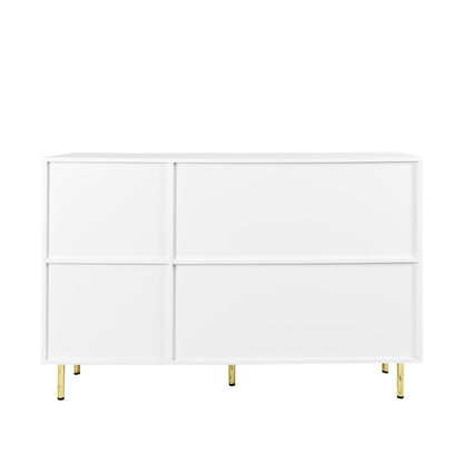 3 - Door Large Storage Sideboard with Gold Handles for Kitchen, Dining Room and Living Room.55.12" W Accent White Buffet Cabinet, Coffee Bar Sideboard Cabinet with 3 doors (White) - DREAM YOUR HOUSE