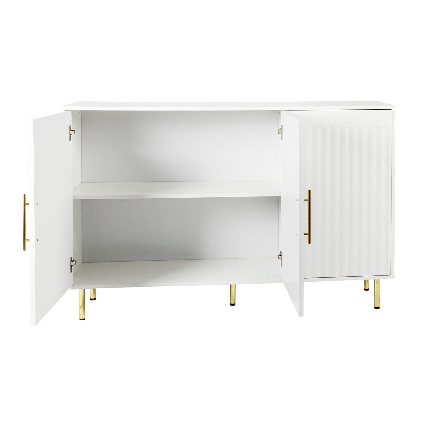 3 - Door Large Storage Sideboard with Gold Handles for Kitchen, Dining Room and Living Room.55.12" W Accent White Buffet Cabinet, Coffee Bar Sideboard Cabinet with 3 doors (White) - DREAM YOUR HOUSE