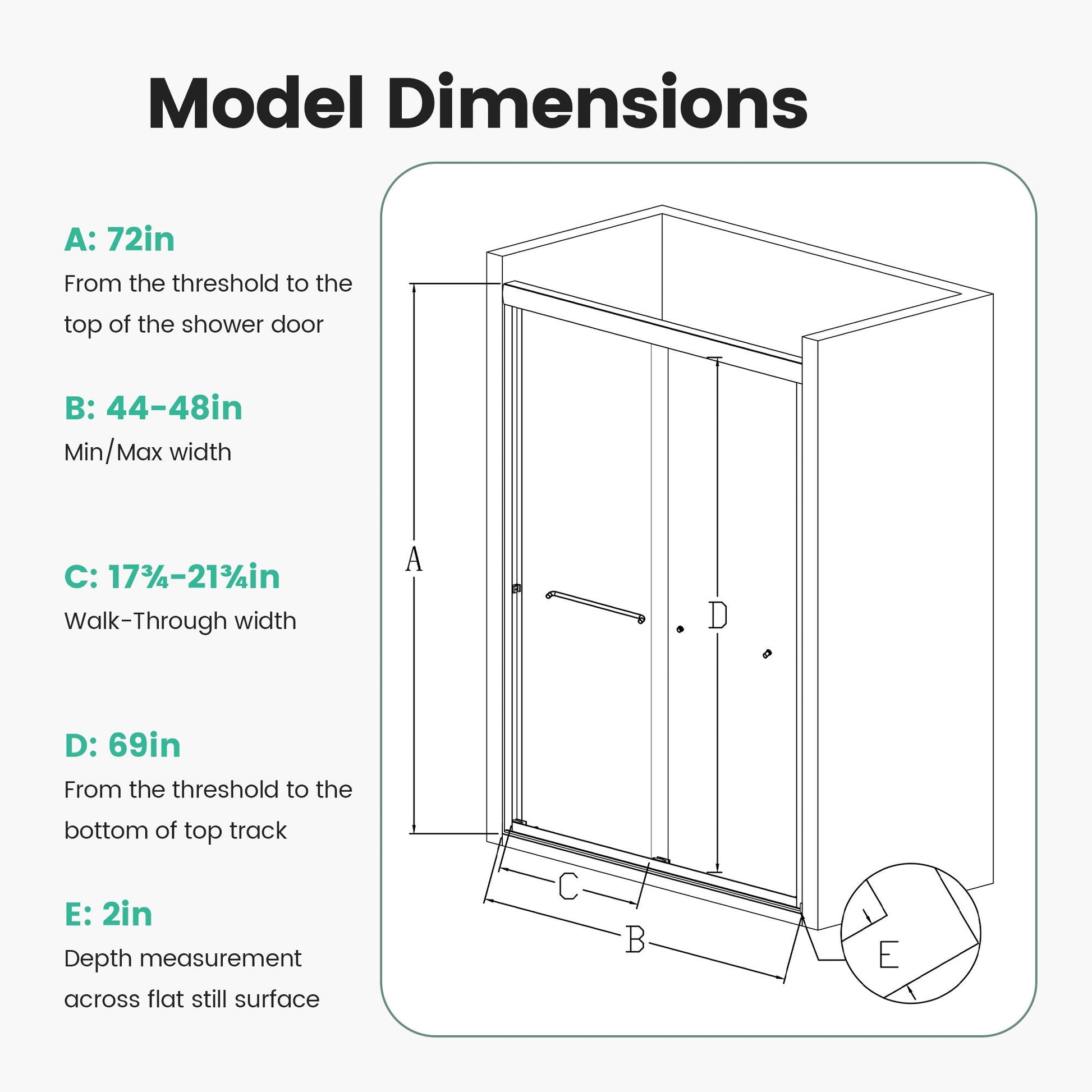 44" - 48"W*72" H Semi - Frameless Double Sliding Shower Door, Bypass Shower Door, 1/4" (6mm) Thick SGCC Tempered Glass Door, Chrome - DREAM YOUR HOUSE