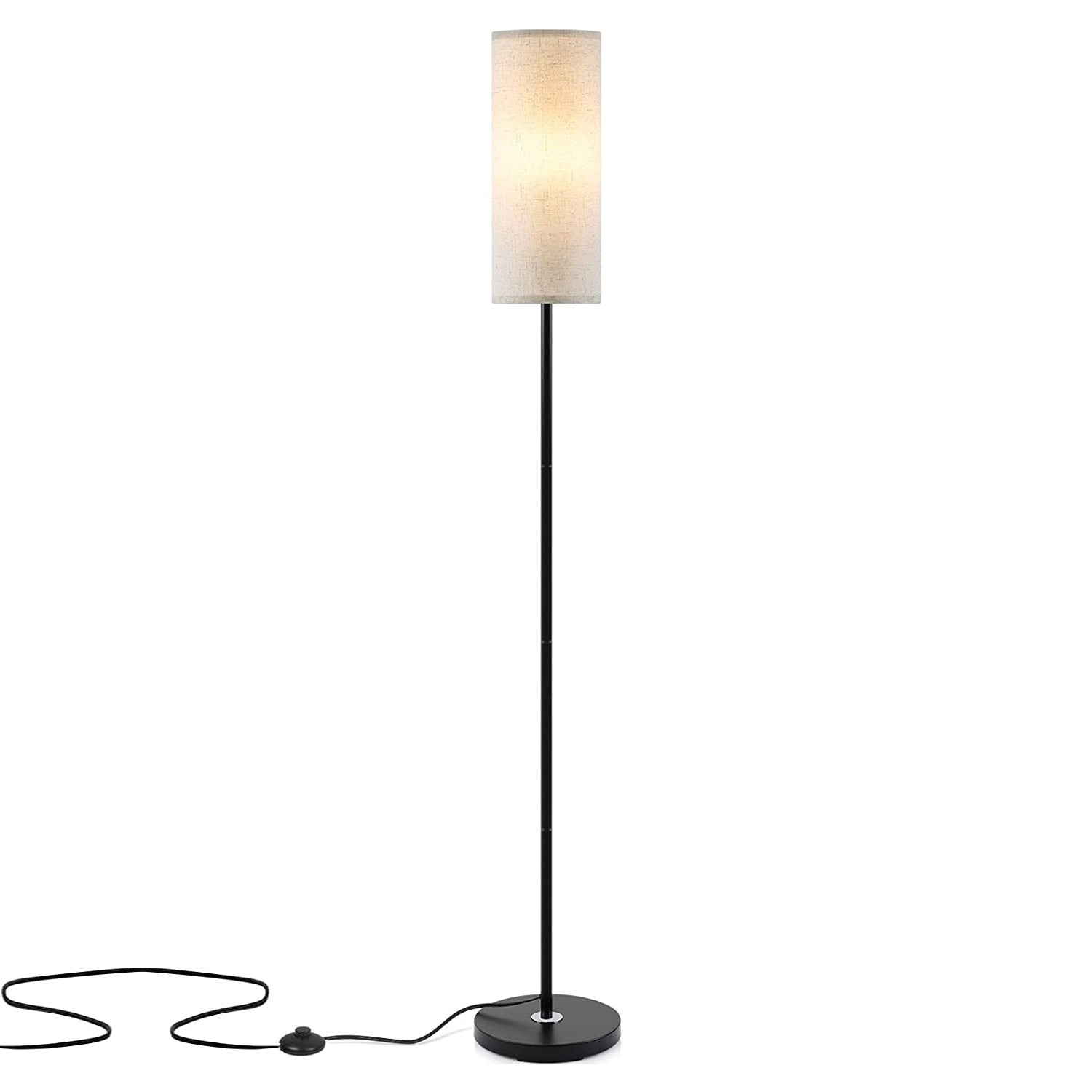 74.8in Tall Floor Lamp with Shade 3200K Warm Yellow Light Modern Standing Lamp Decorative Lamp with Foot Switch - DREAM YOUR HOUSE