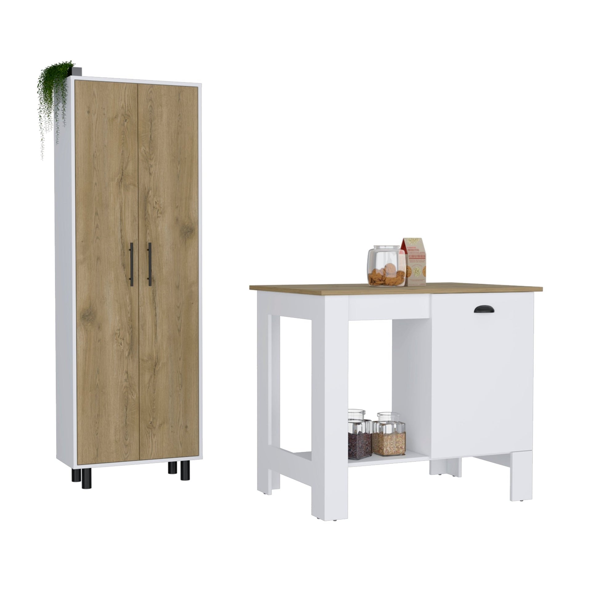 Arlington 2 Piece Kitchen Set, White / Light Oak - DREAM YOUR HOUSE