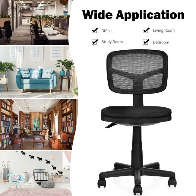 Armless Computer Chair with Height Adjustment and Breathable Mesh for Home Office - DREAM YOUR HOUSE