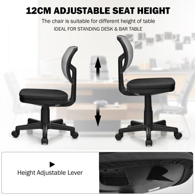 Armless Computer Chair with Height Adjustment and Breathable Mesh for Home Office - DREAM YOUR HOUSE