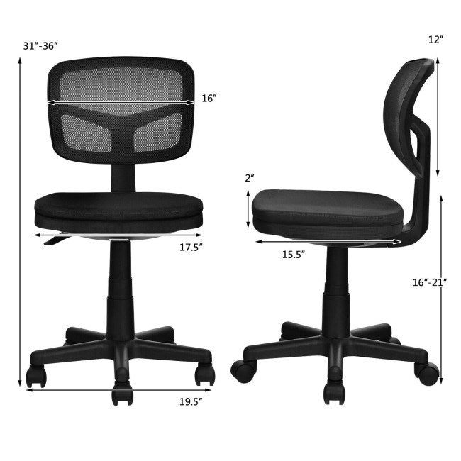 Armless Computer Chair with Height Adjustment and Breathable Mesh for Home Office - DREAM YOUR HOUSE