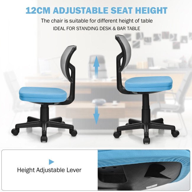 Armless Computer Chair with Height Adjustment and Breathable Mesh for Home Office - DREAM YOUR HOUSE