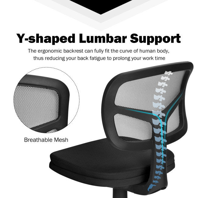 Armless Computer Chair with Height Adjustment and Breathable Mesh for Home Office - DREAM YOUR HOUSE