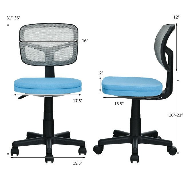 Armless Computer Chair with Height Adjustment and Breathable Mesh for Home Office - DREAM YOUR HOUSE