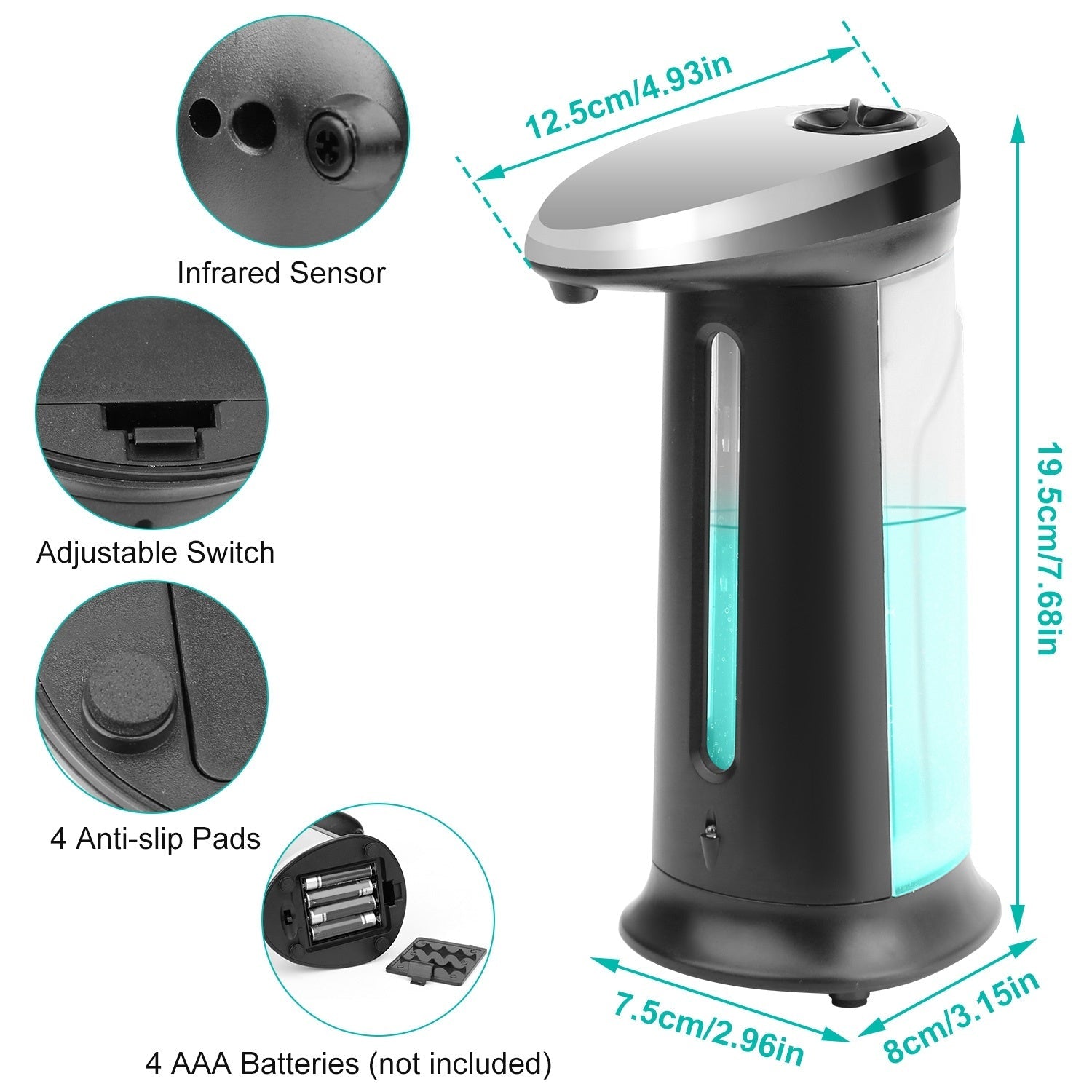 Automatic Soap Dispenser 16.9OZ Anti - slip Sensor Refillable Hand Gel Desktop Dispenser 2 Drop Volume Adjustment - DREAM YOUR HOUSE