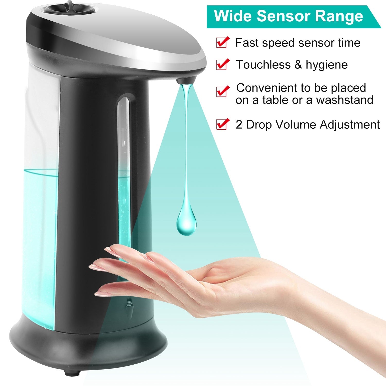 Automatic Soap Dispenser 16.9OZ Anti - slip Sensor Refillable Hand Gel Desktop Dispenser 2 Drop Volume Adjustment - DREAM YOUR HOUSE