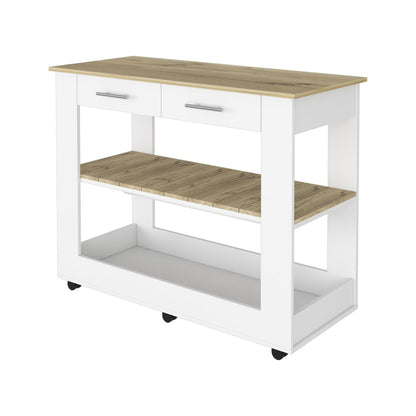 Brooklyn 46 Kitchen Island, Two Shelves, Two Drawers - DREAM YOUR HOUSE