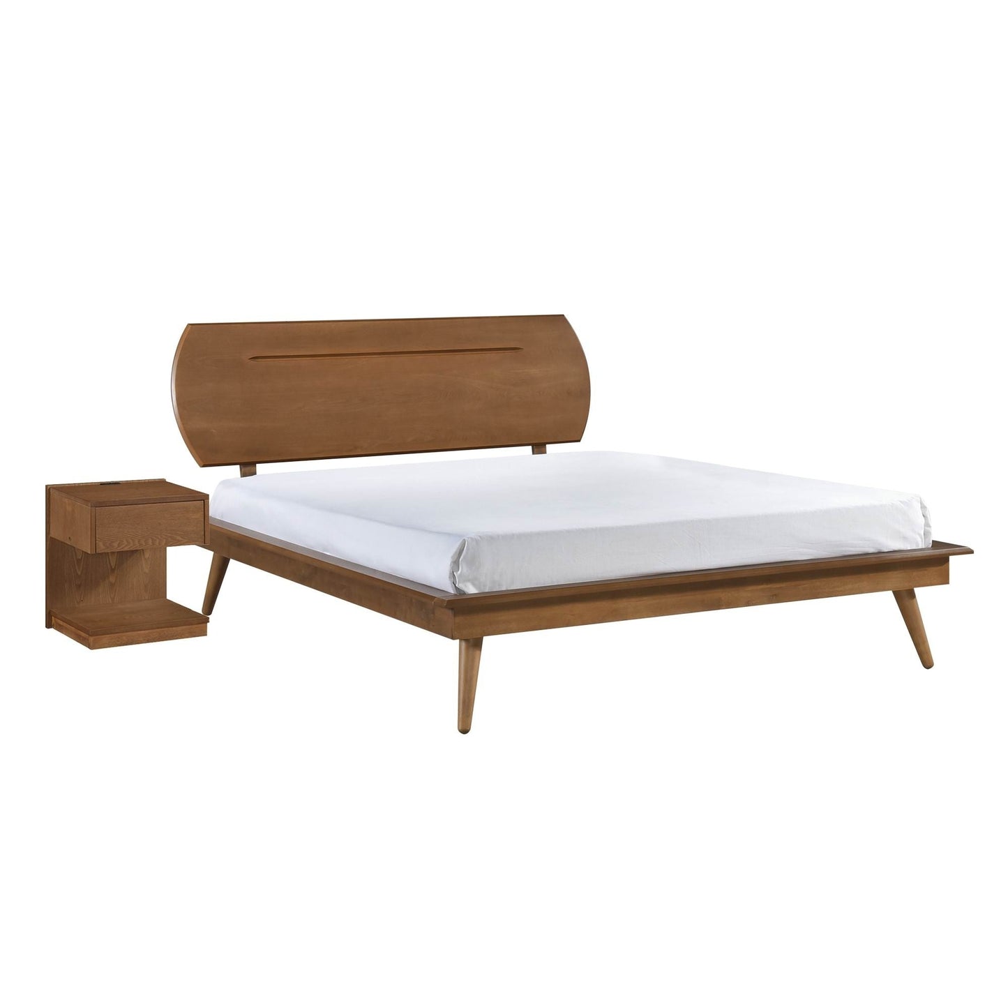 Country Casual Style Queen Platform Bed with Oval Headboard 1pc Wooden Bedroom Furniture - DREAM YOUR HOUSE