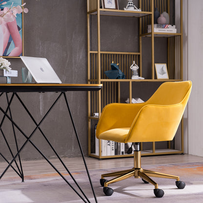 Luxurious Modern Velvet Office Chair with Gold Accents