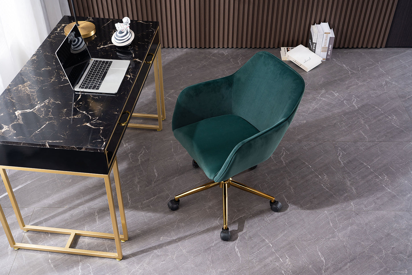 Luxurious Modern Velvet Office Chair with Gold Accents