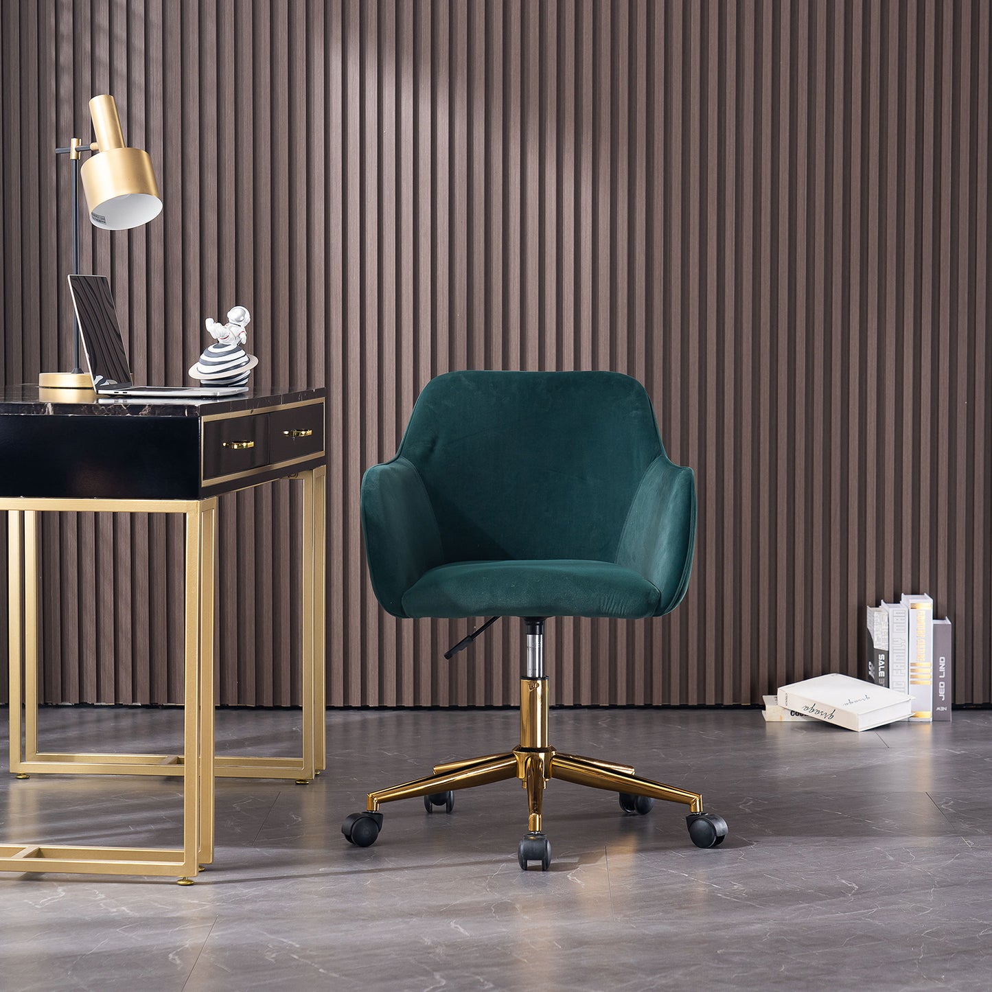 Luxurious Modern Velvet Office Chair with Gold Accents