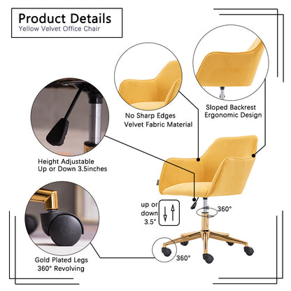 Luxurious Modern Velvet Office Chair with Gold Accents