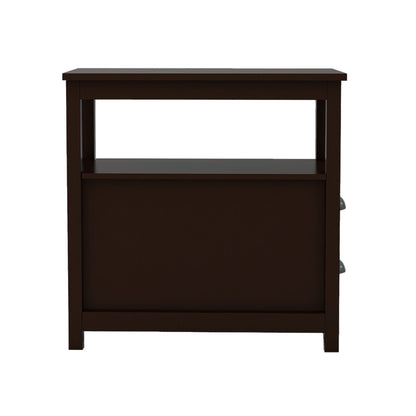 End Table Narrow Nightstand With Two Drawers And Open Shelf - DREAM YOUR HOUSE