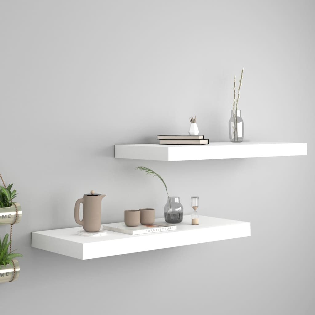 Floating Wall Shelves 2 pcs White 23.6"x9.3"x1.5" MDF - DREAM YOUR HOUSE