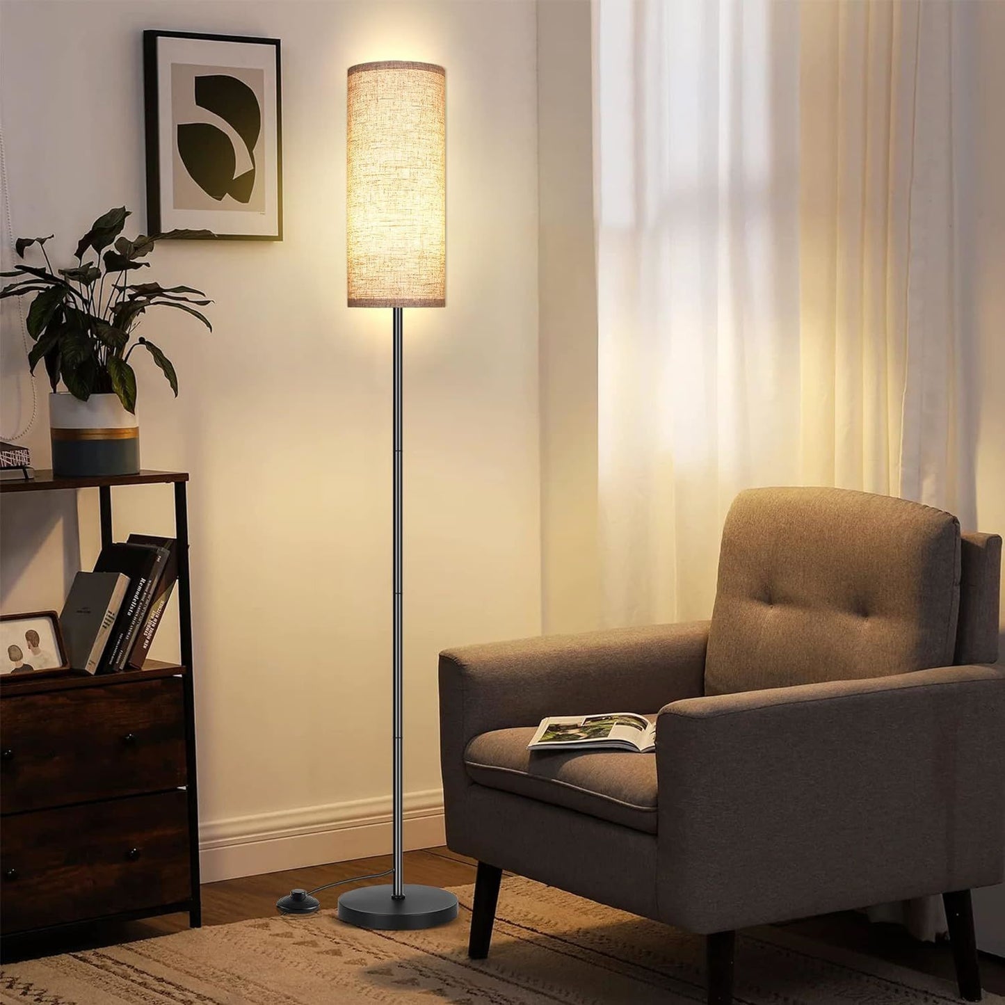 Floor Lamp for Living Room, Modern Standing Lamps with Lampshade, Minimalist Tall Lamp with Foot Switch for Living Room, Bedroom, Kids Room, Office(Bulb Not Included) - DREAM YOUR HOUSE