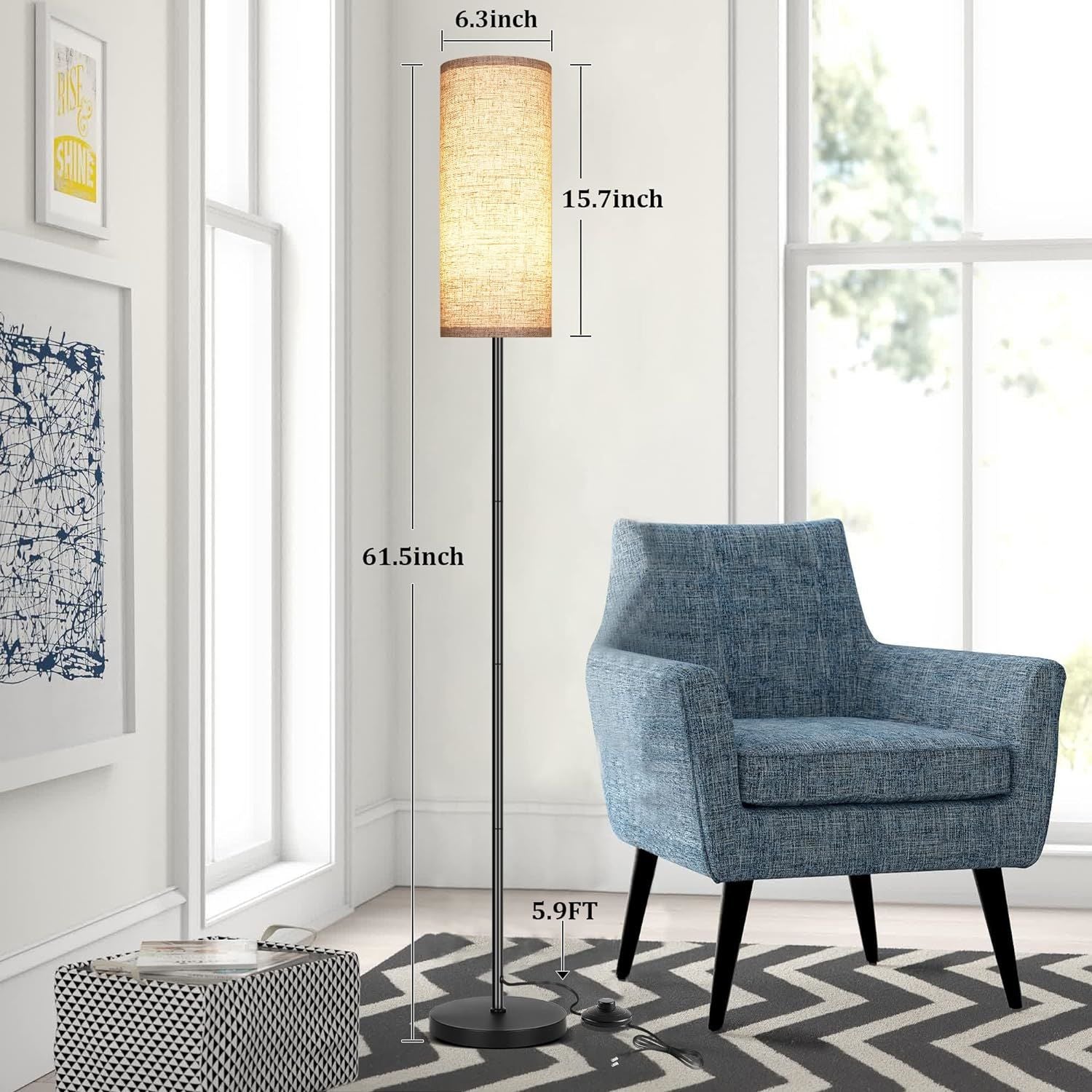 Floor Lamp for Living Room, Modern Standing Lamps with Lampshade, Minimalist Tall Lamp with Foot Switch for Living Room, Bedroom, Kids Room, Office(Bulb Not Included) - DREAM YOUR HOUSE