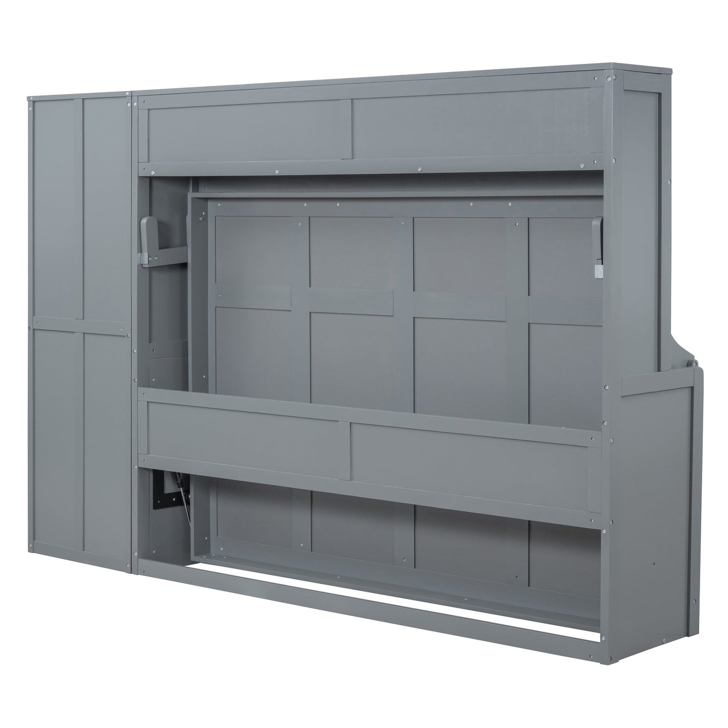 Full Size Murphy Bed Wall Bed with Closet and Drawers,Gray - DREAM YOUR HOUSE