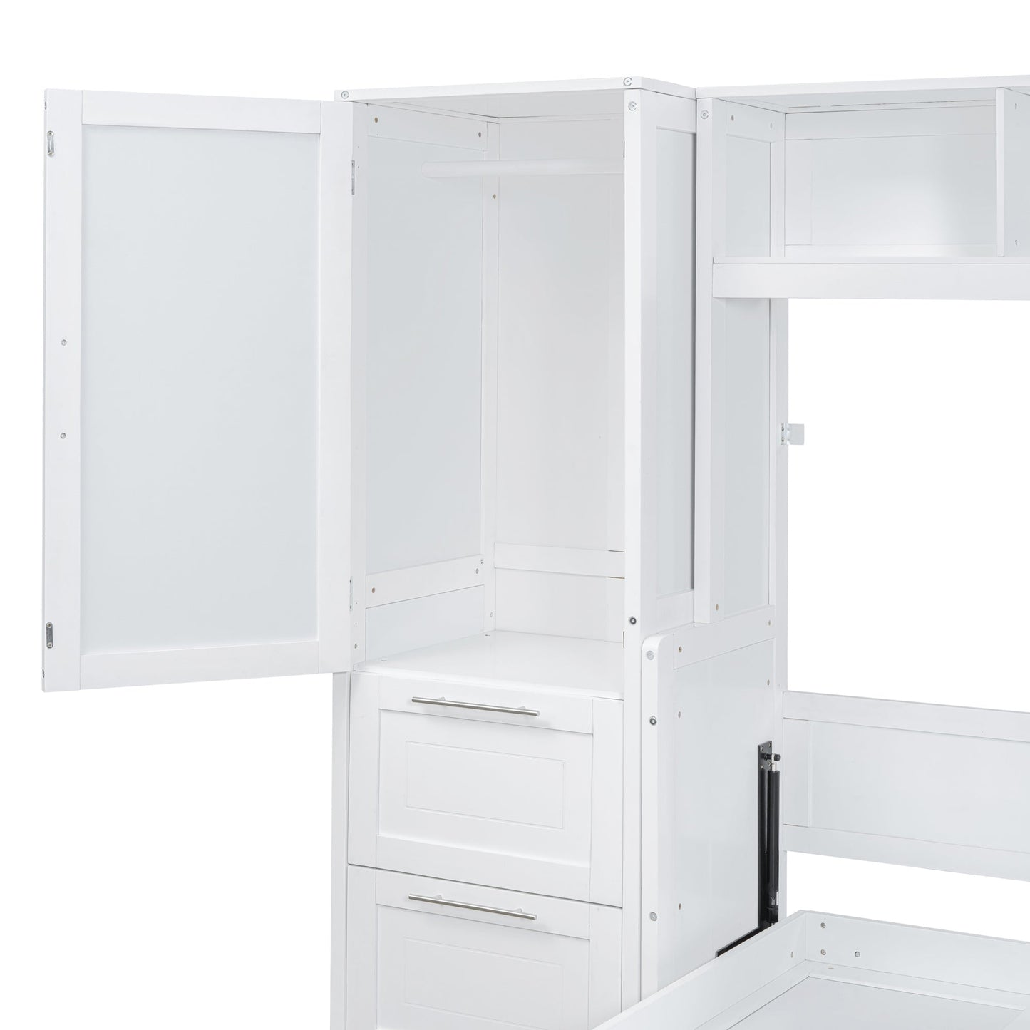 Full Size Murphy Bed Wall Bed with Closet and Drawers,White - DREAM YOUR HOUSE