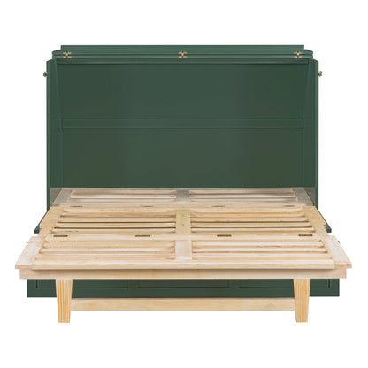 Full Size Murphy Bed with Large Drawers,Green - DREAM YOUR HOUSE