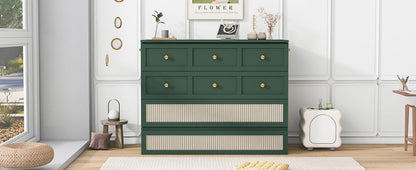 Full Size Murphy Bed with Large Drawers,Green - DREAM YOUR HOUSE