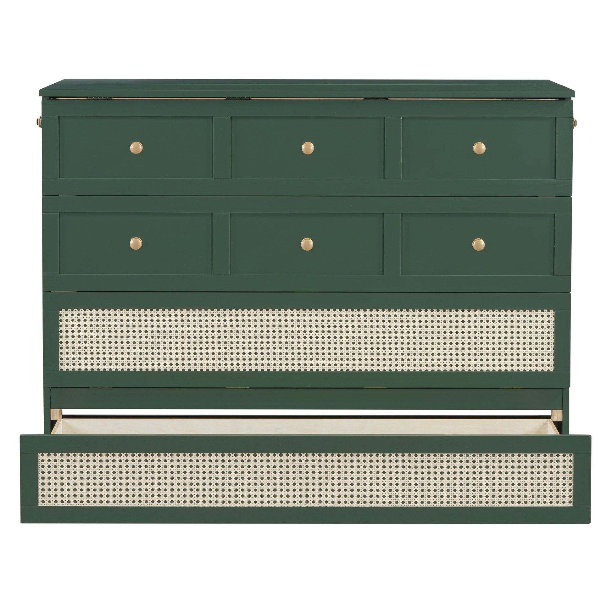 Full Size Murphy Bed with Large Drawers,Green - DREAM YOUR HOUSE