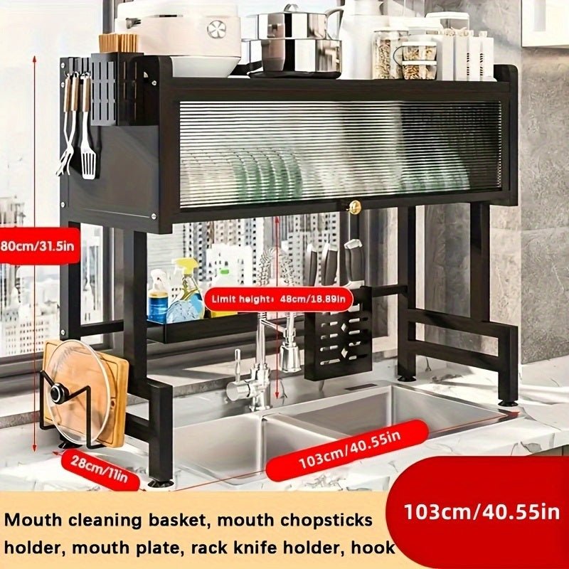 Home with cabinet door kitchen storage rack sink dish tray storage rack Multi - function counter top drain rack - DREAM YOUR HOUSE