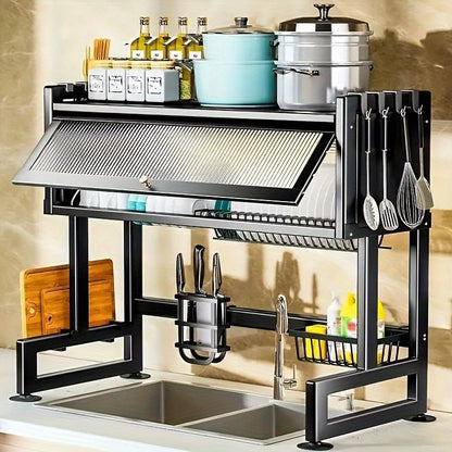 Home with cabinet door kitchen storage rack sink dish tray storage rack Multi - function counter top drain rack - DREAM YOUR HOUSE