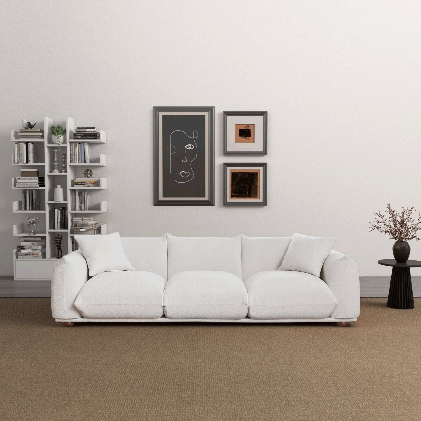 Kely 100'' Cream Boucle Upholstered Sofa - DREAM YOUR HOUSE