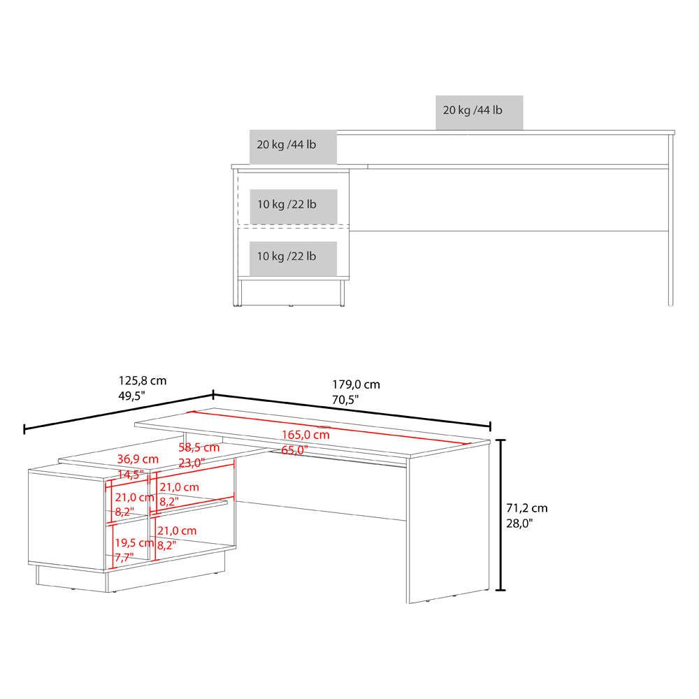 L - Shaped Desk Farrell, Office, White - DREAM YOUR HOUSE