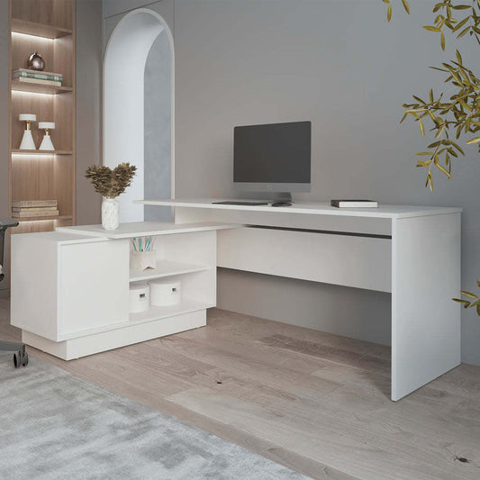 L - Shaped Desk Farrell, Office, White - DREAM YOUR HOUSE