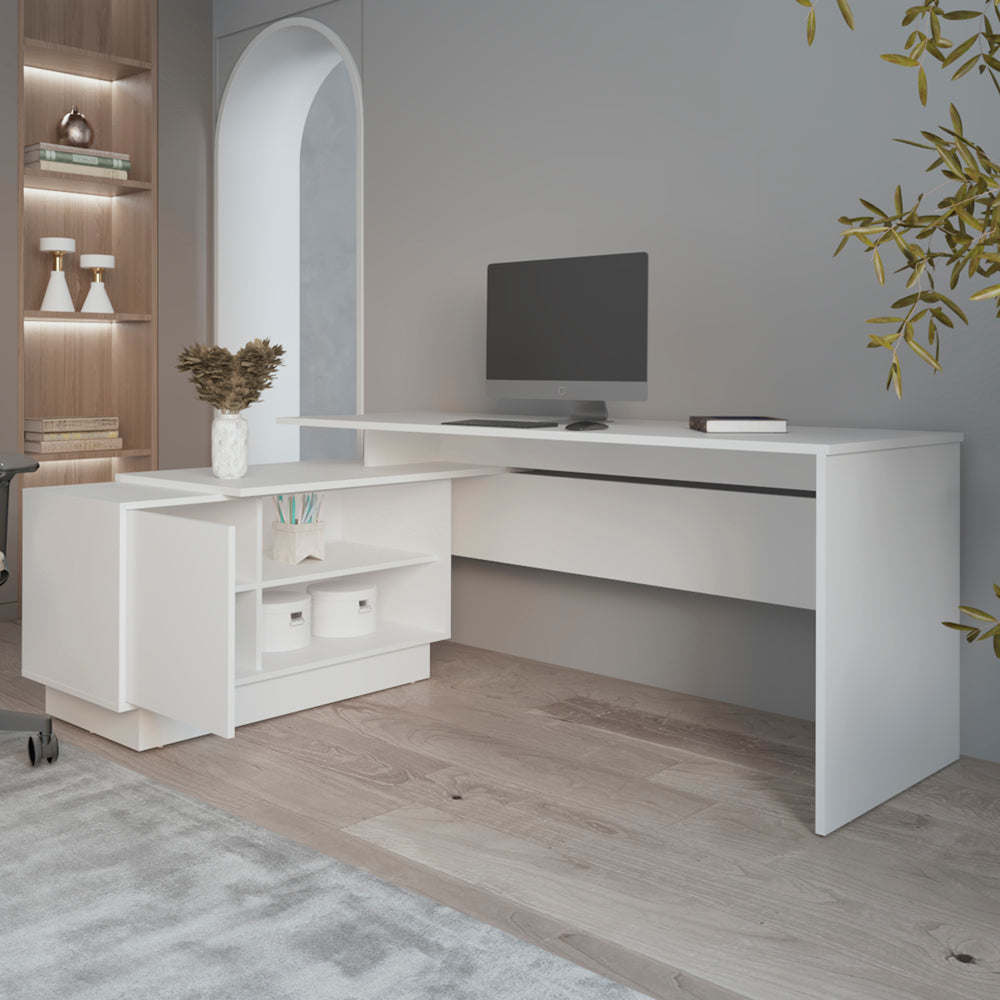 L - Shaped Desk Farrell, Office, White - DREAM YOUR HOUSE