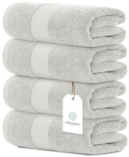 Luxury Bath Towels Set of 4 Large 700 GSM Cotton Ultra Soft Bath Towels 27x54 inch Highly Absorbent and Quick Dry Hotel Towels for Bathroom Luxury Plush Shower Towels Silver - DREAM YOUR HOUSE