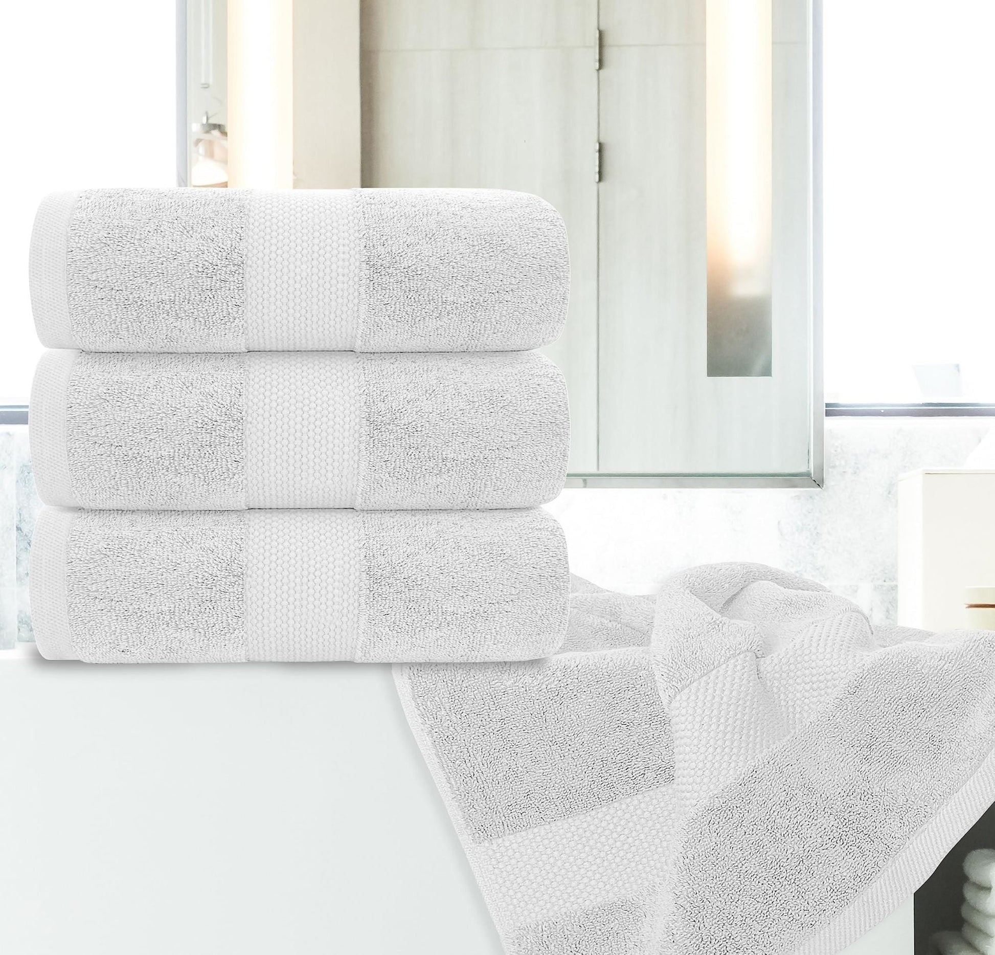 Luxury Bath Towels Set of 4 Large 700 GSM Cotton Ultra Soft Bath Towels 27x54 inch Highly Absorbent and Quick Dry Hotel Towels for Bathroom Luxury Plush Shower Towels Silver - DREAM YOUR HOUSE