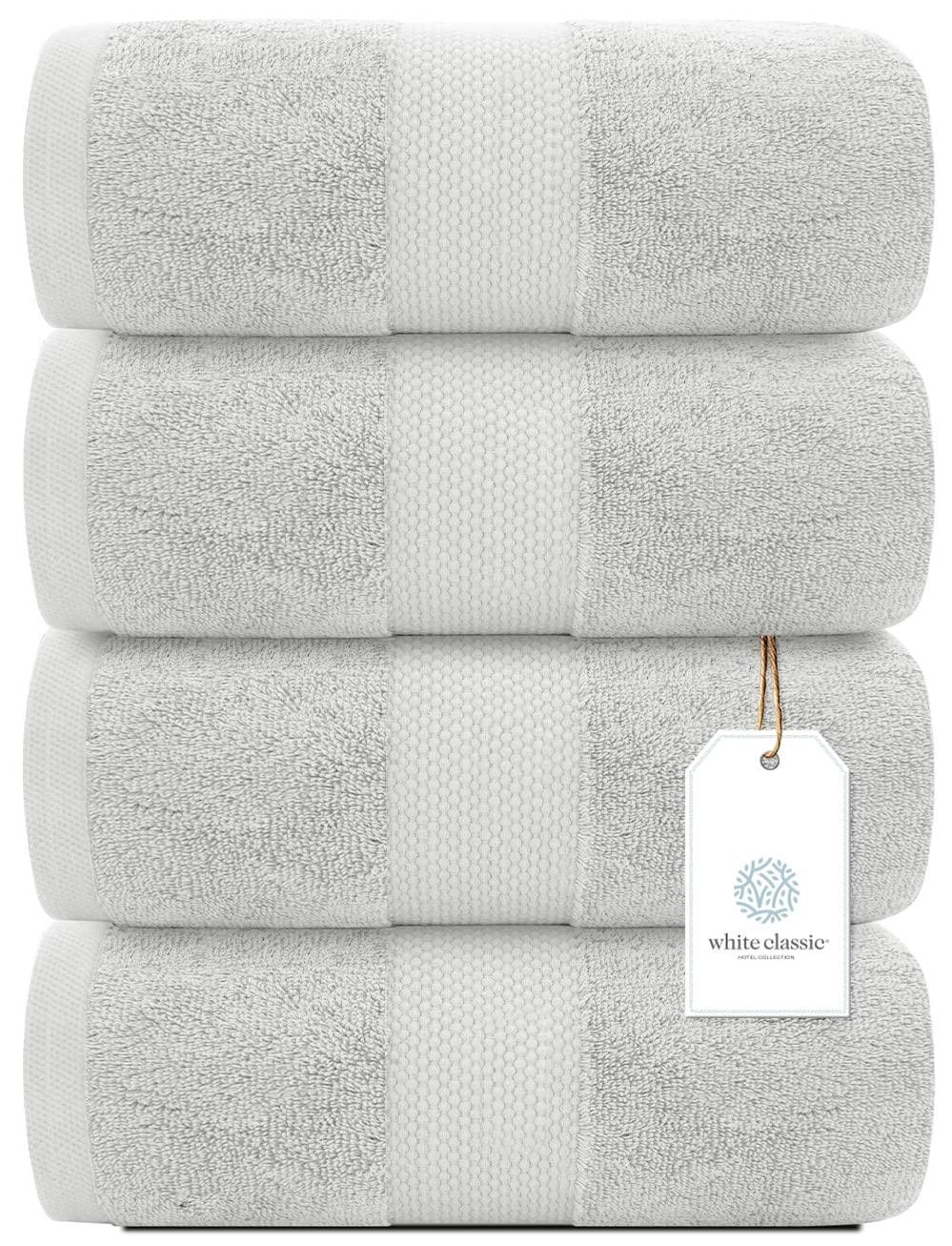 Luxury Bath Towels Set of 4 Large 700 GSM Cotton Ultra Soft Bath Towels 27x54 inch Highly Absorbent and Quick Dry Hotel Towels for Bathroom Luxury Plush Shower Towels Silver - DREAM YOUR HOUSE