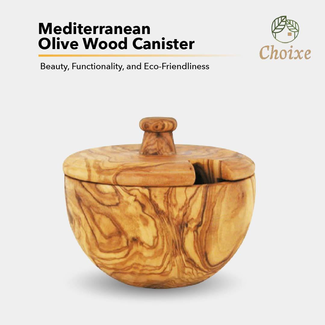 Mediterranean Olive Wood Canister - DREAM YOUR HOUSE