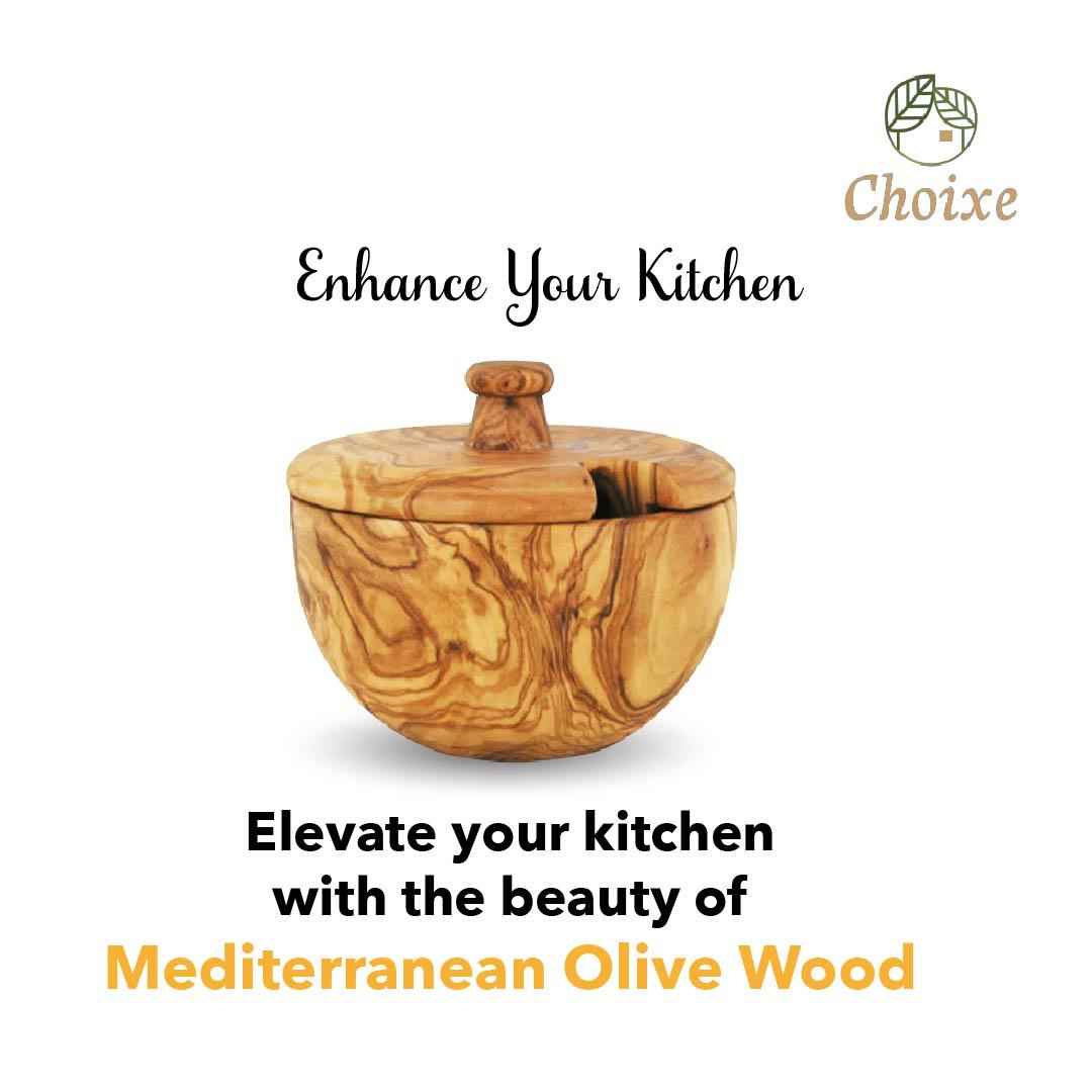 Mediterranean Olive Wood Canister - DREAM YOUR HOUSE